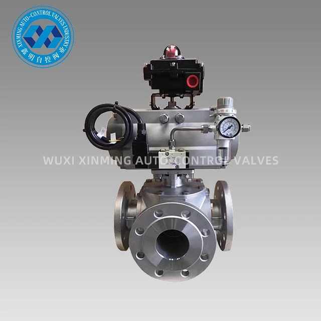 Pneumatic ryðfríu stáli 3-vega kúluventill
