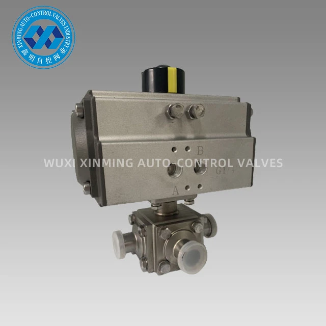 Pneumatic actuator Tri-clamp þriggja vega kúluventill