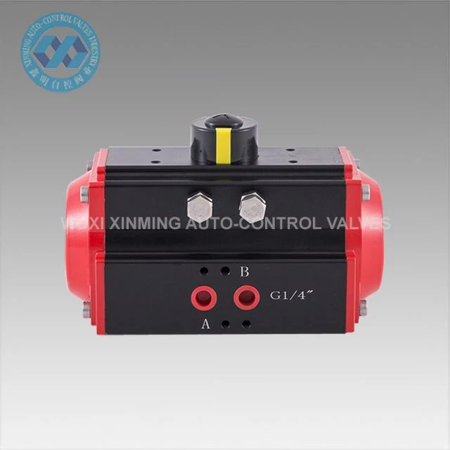 Pneumatic actuator með rekki og hjólum