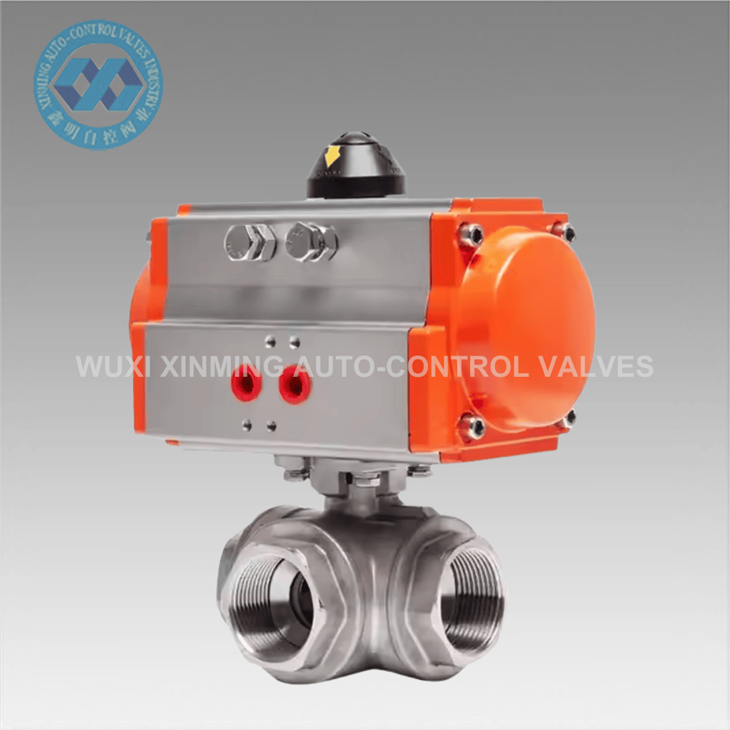 High Quality Stainless Steel Pneumatic Three-way Ball Valve