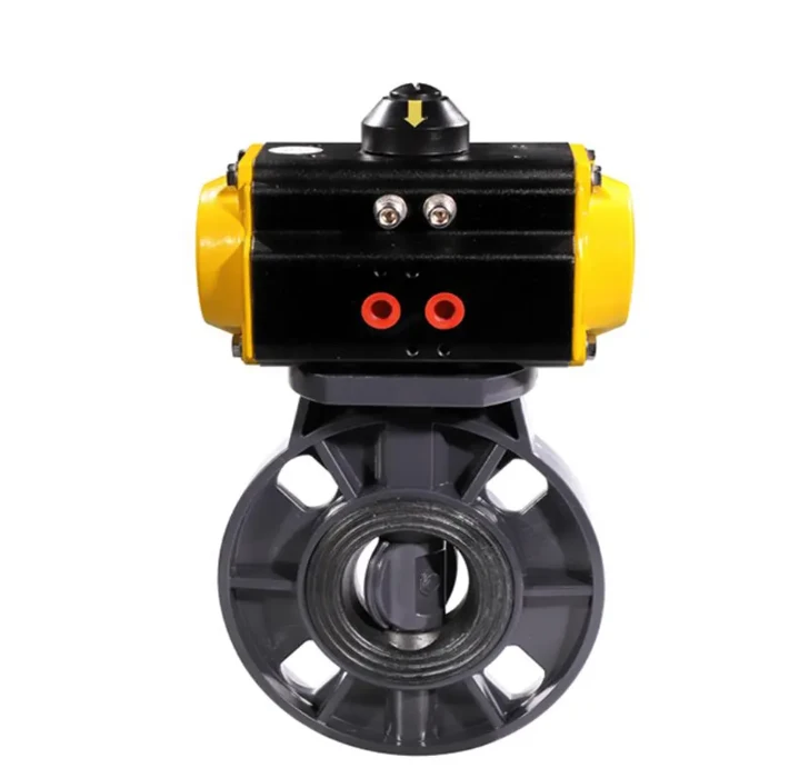 Ný komu PVC flans fiðrildi loki með pneumatic stýrivél