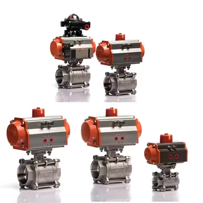 Pneumatic Actuator Innri þráður Ryðfrítt stál 316 3 PCS Pneumatic Bi-Directional Ball Valve